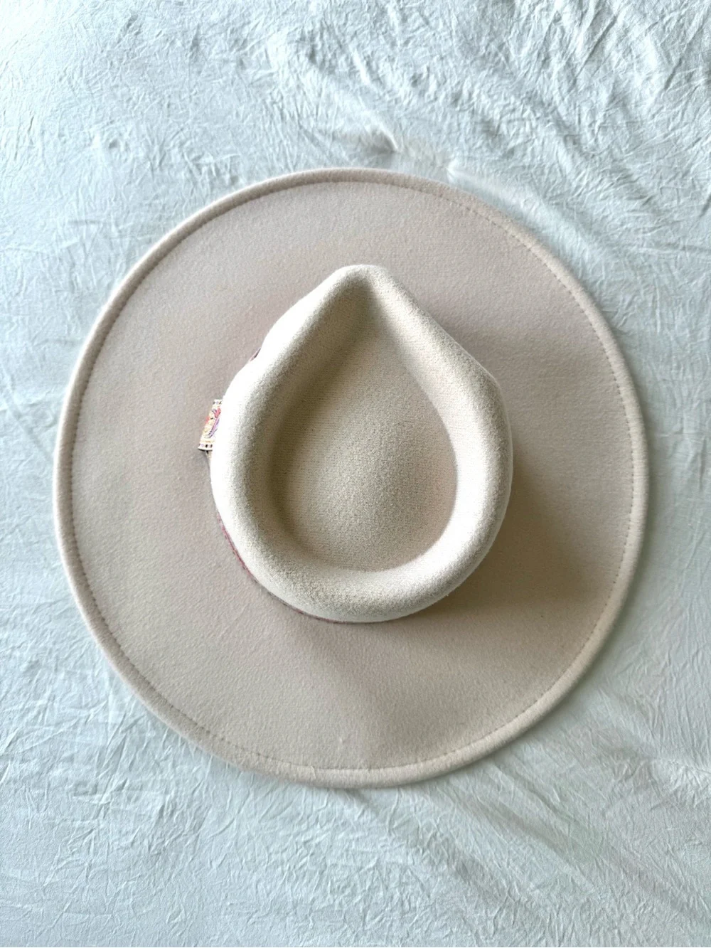 Pale Pink Wide-Brim Fedora with Paisley Band